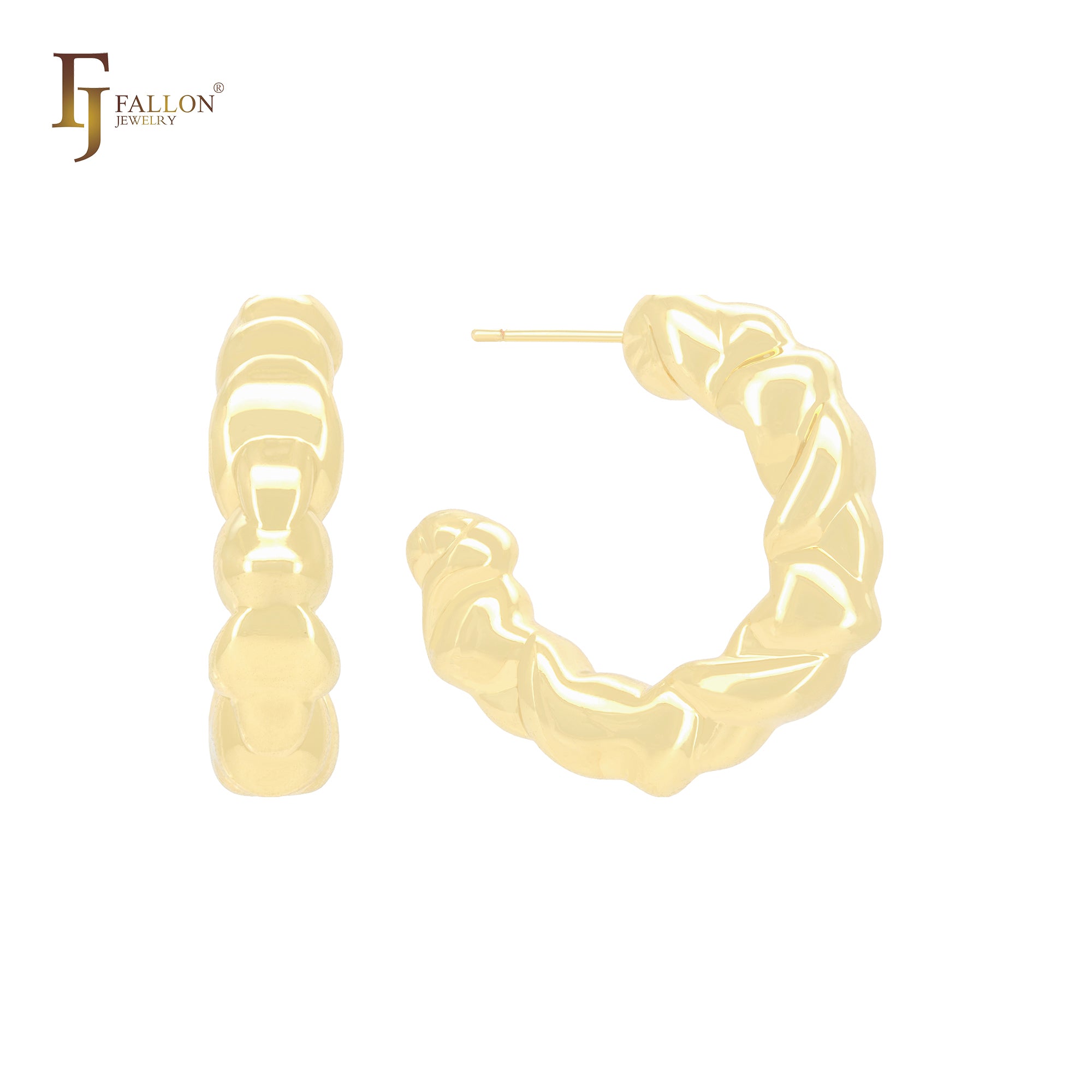 Серьги-гвоздики Bubble Croissant из 14-каратного золота, розового золота и белого золота в глянцевой форме