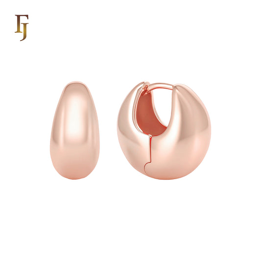 Chuncky Glossy Bucket shaped Rose Gold Small Huggie Earrings