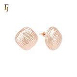 Rhombus shaped nugget 14K Gold, Rose Gold Stud Earrings
