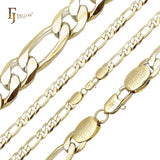 Cadenas clásicas de oro de 14 quilates con eslabones Figaro [medianas de 5 mm a 9 mm]