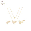 Collar de oro de 14 quilates con hojas de plumas y circonitas blancas