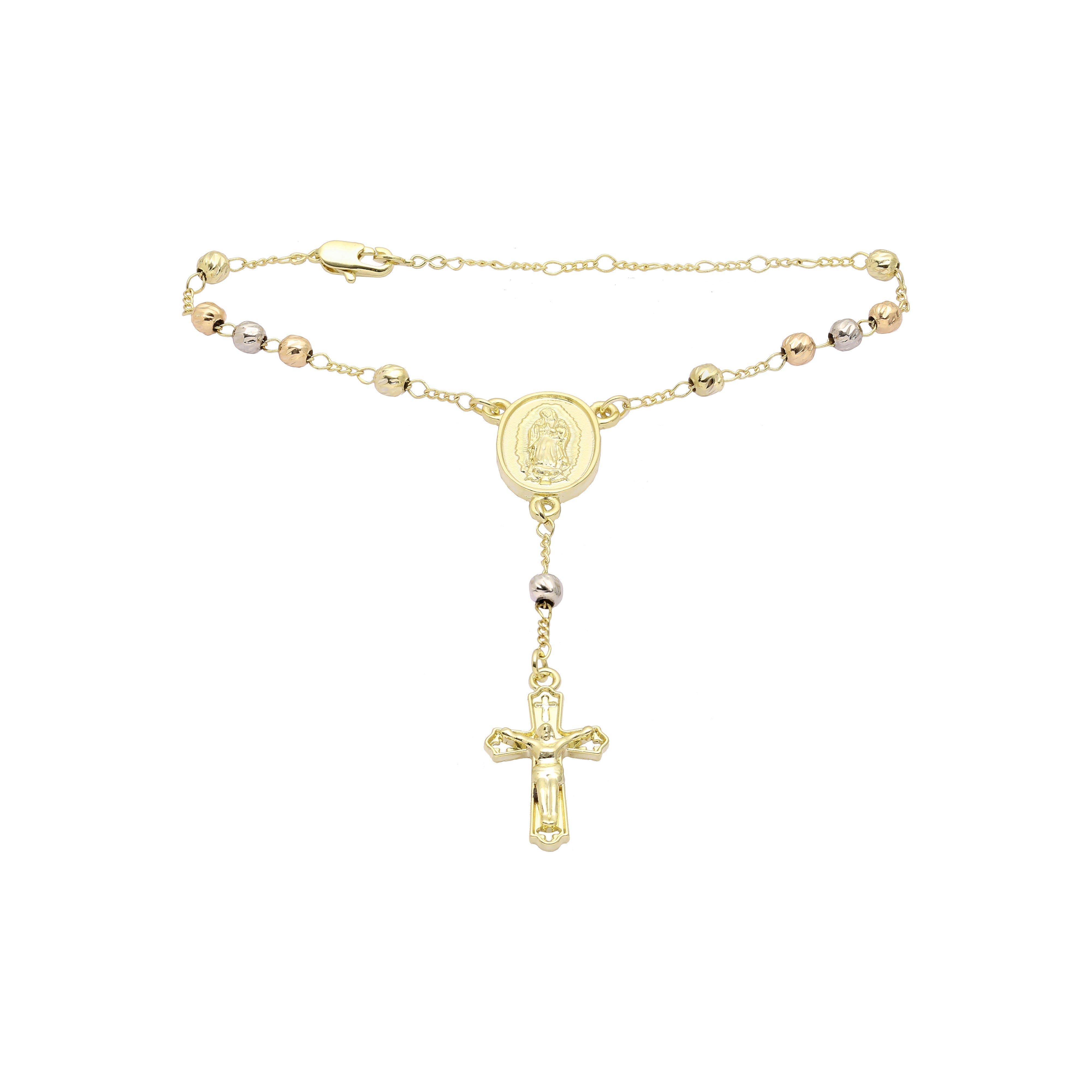 Collar Rosario Católico Virgen de Guadalupe Italiano bañado en Oro 18K, Oro 14K, Oro 14K bicolor
