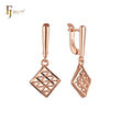Drop Rhombus Hollow filigree Rose Gold Russian Lock Earrings
