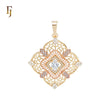 Rhombus shaped filigree white CZs 14K Gold, Rose Gold Pendant