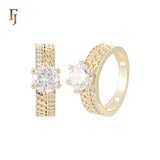 Solitaire white CZs bands white CZs 14K Gold, Rose Gold Engagement Rings