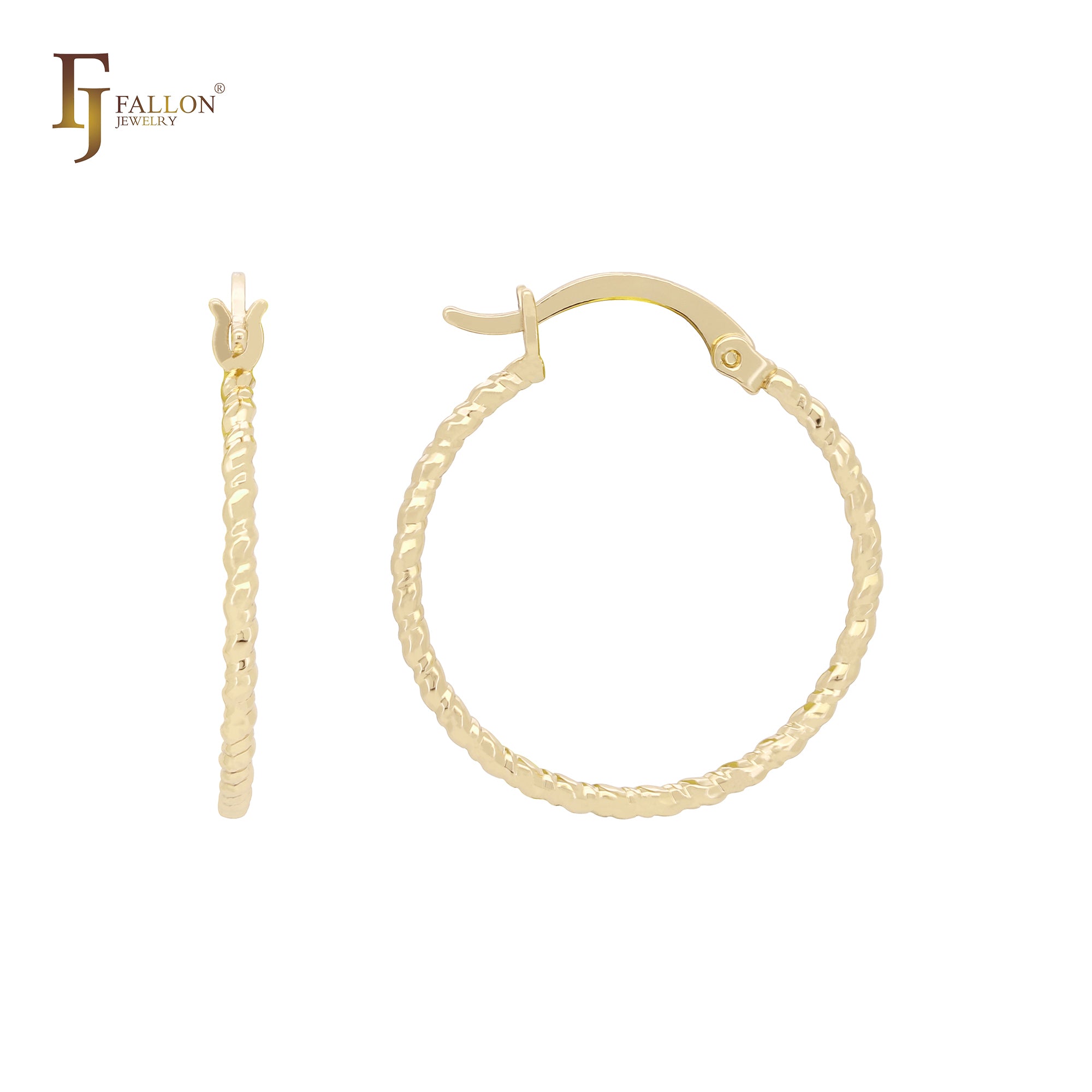 Серьги-кольца Rounded Alternative с веревочным узором 14K Gold, Rose Gold