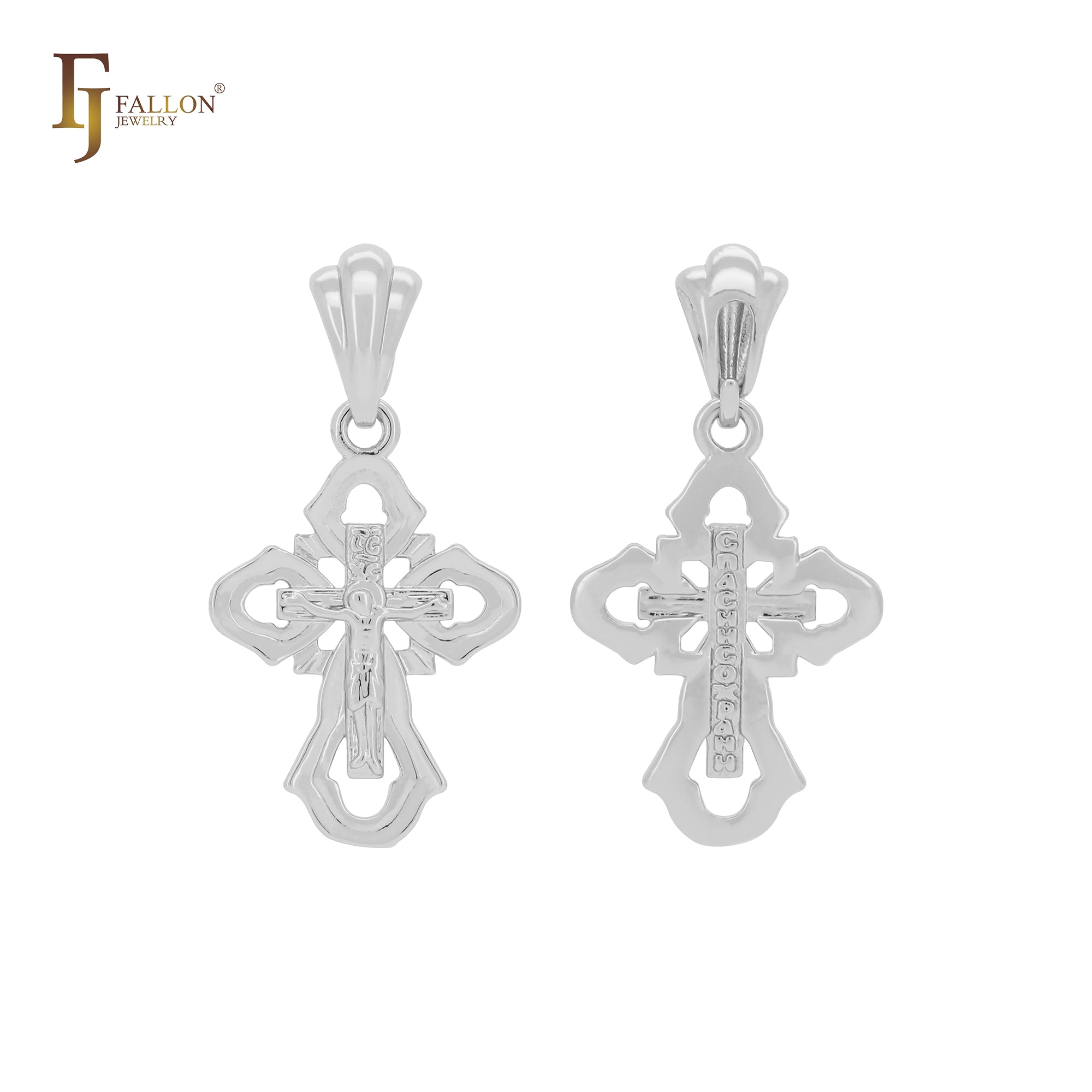 Crucifix 14K Gold, Rose Gold Jesus Orthodox Cross pendant