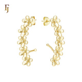 Five Petals flower cluster 14K Gold, Rose Gold Cuff Stud Earrings