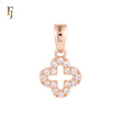 Tiny white CZs cluster Rose Gold Clover pendant
