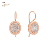 Серьги-крючки Solitaire Ocean Blue CZ из розового золота
