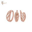 Gran conjunto de joyas de oro rosa con anillos de hojas de filas