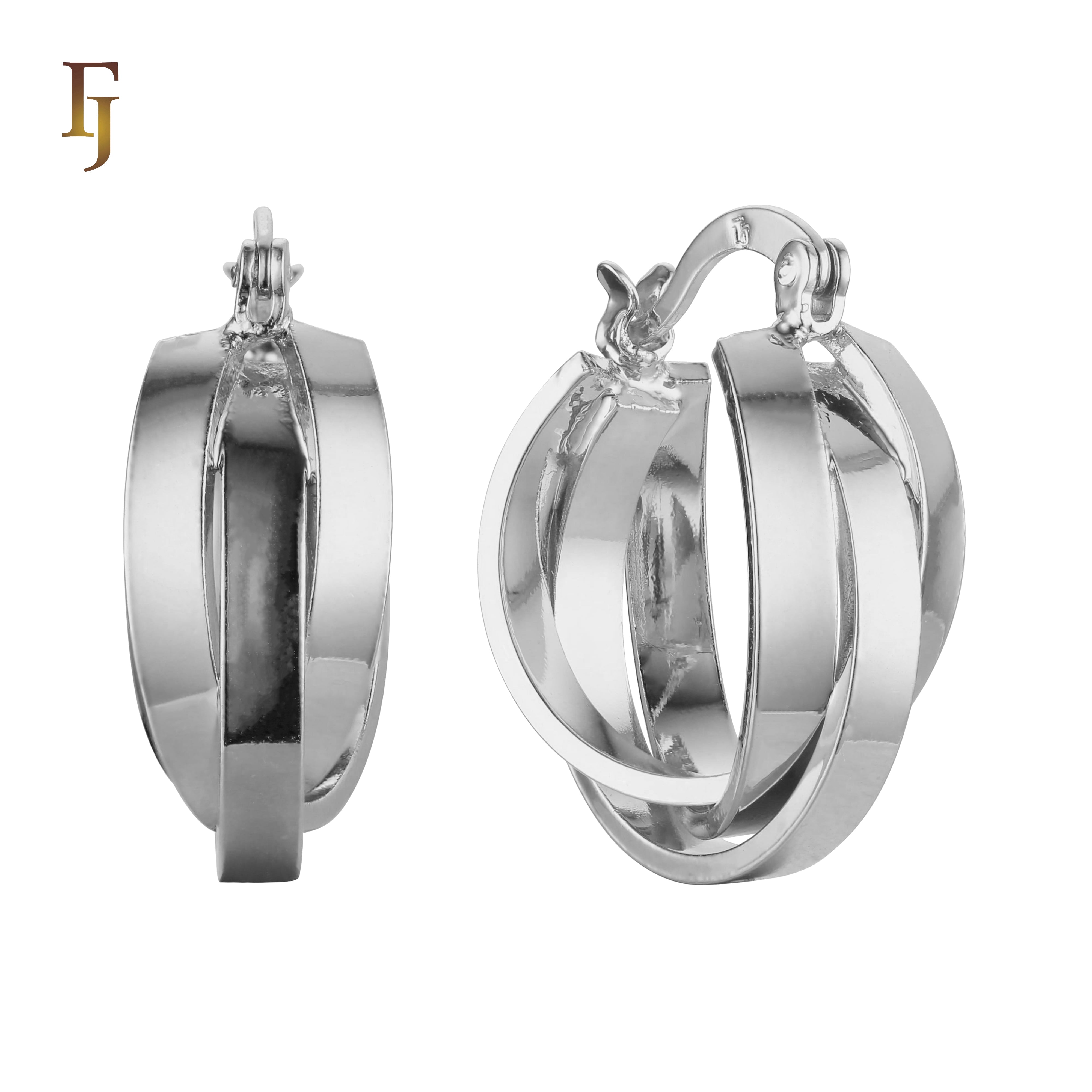 Aretes de aro Trinity en Oro de 14K, Oro Rosa, baño de dos colores