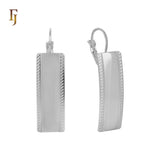 .Aretes cuadrados planos de gancho de alambre bañados en Oro de 14K, Oro Rosa