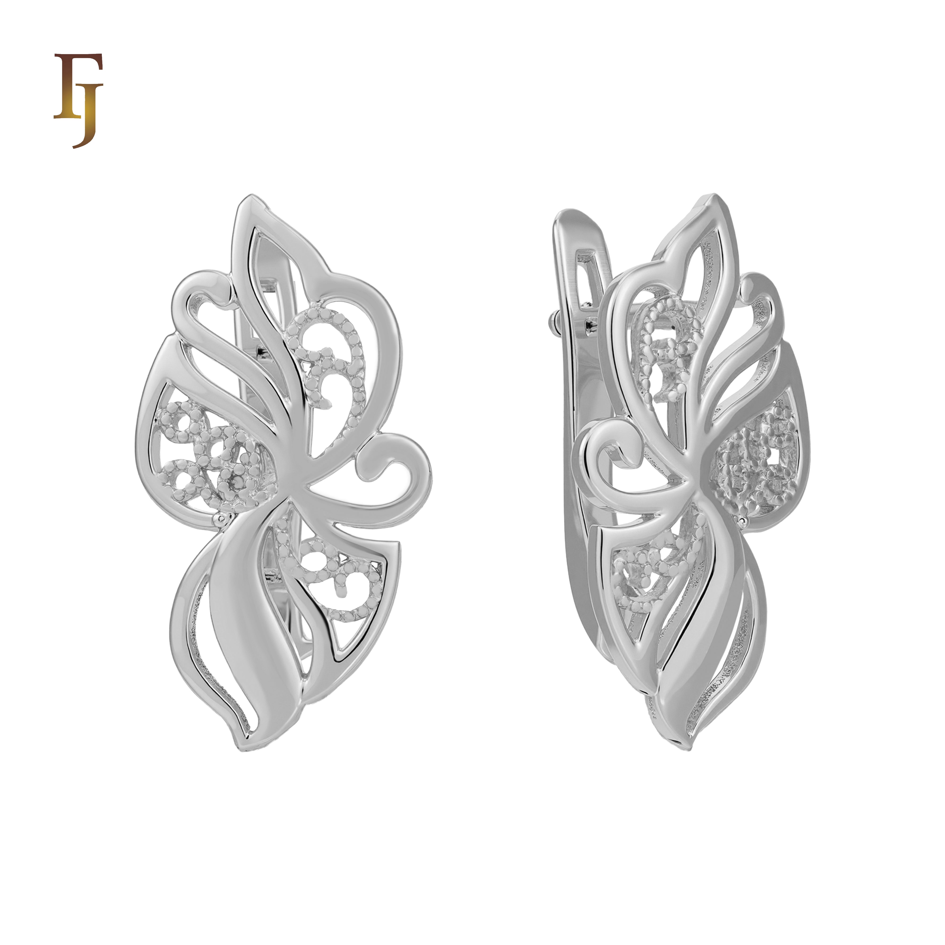 Pendientes flor mariposa en Oro de 14K, baño de Oro rosa colores