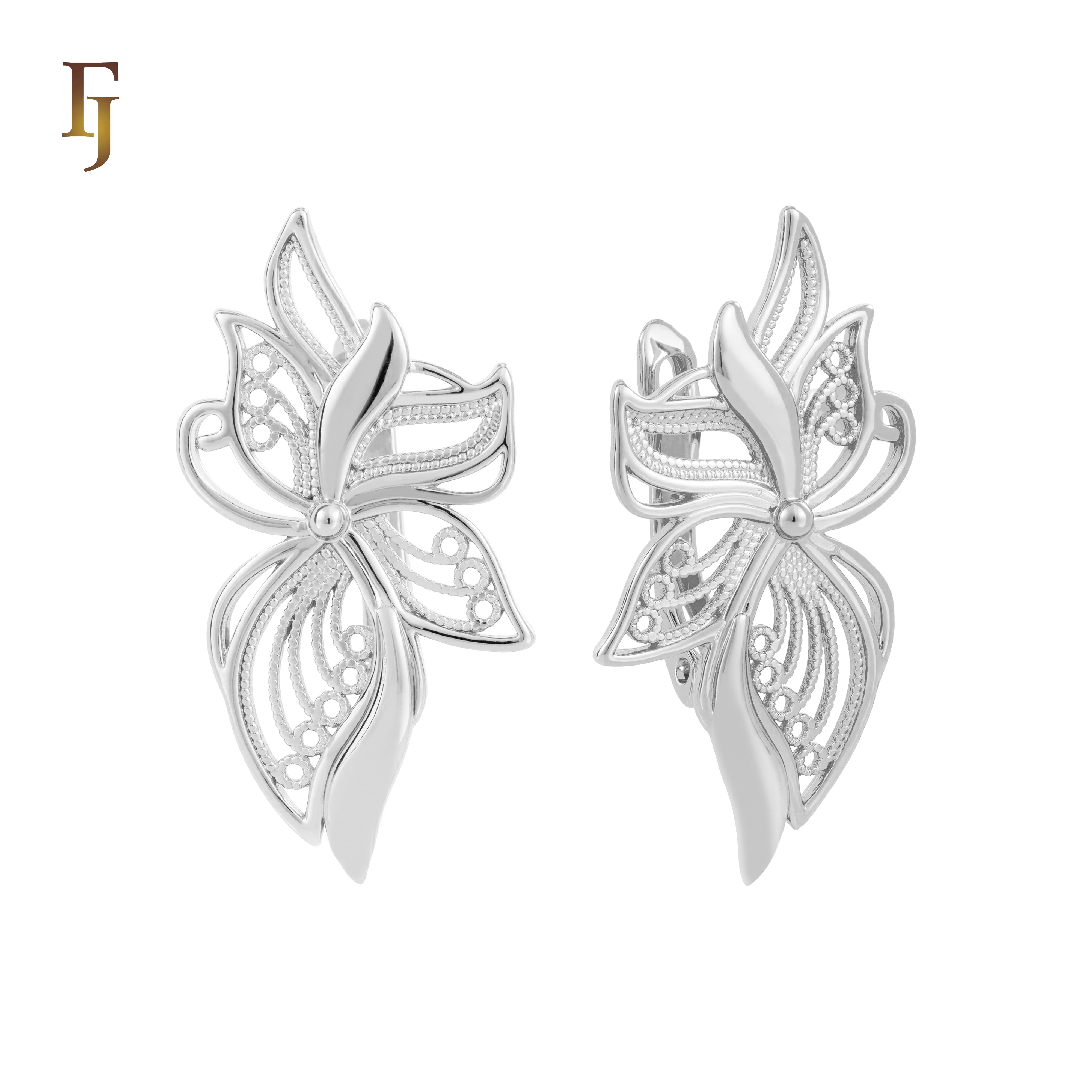 Pendientes Hojas mariposa en Oro de 14K, baño de Oro Rosa colores