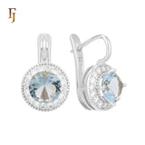 .Halo aretes de circonitas coloridas chapados en oro de 14K, oro rosa