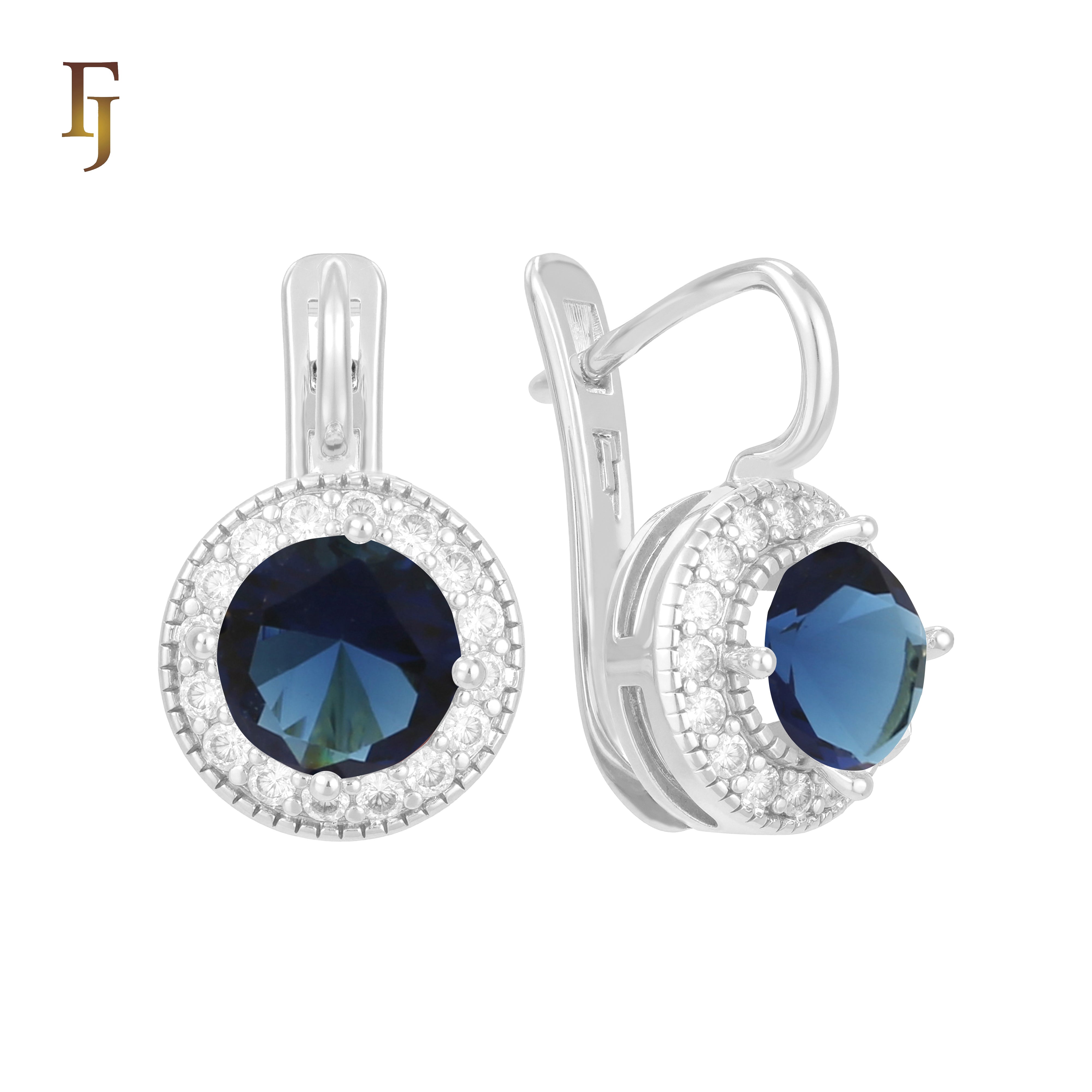 .Halo aretes de circonitas coloridas chapados en oro de 14K, oro rosa