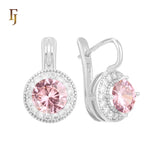 .Halo aretes de circonitas coloridas chapados en oro de 14K, oro rosa