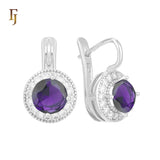 .Halo aretes de circonitas coloridas chapados en oro de 14K, oro rosa