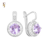 .Halo aretes de circonitas coloridas chapados en oro de 14K, oro rosa