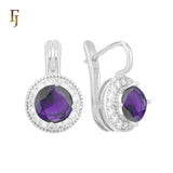 .Halo aretes de circonitas coloridas chapados en oro de 14K, oro rosa