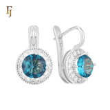 .Halo aretes de circonitas coloridas chapados en oro de 14K, oro rosa