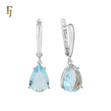 .Aretes de piedra en forma de lágrima en colores chapados en oro de 14 quilates, oro rosa y oro blanco.
