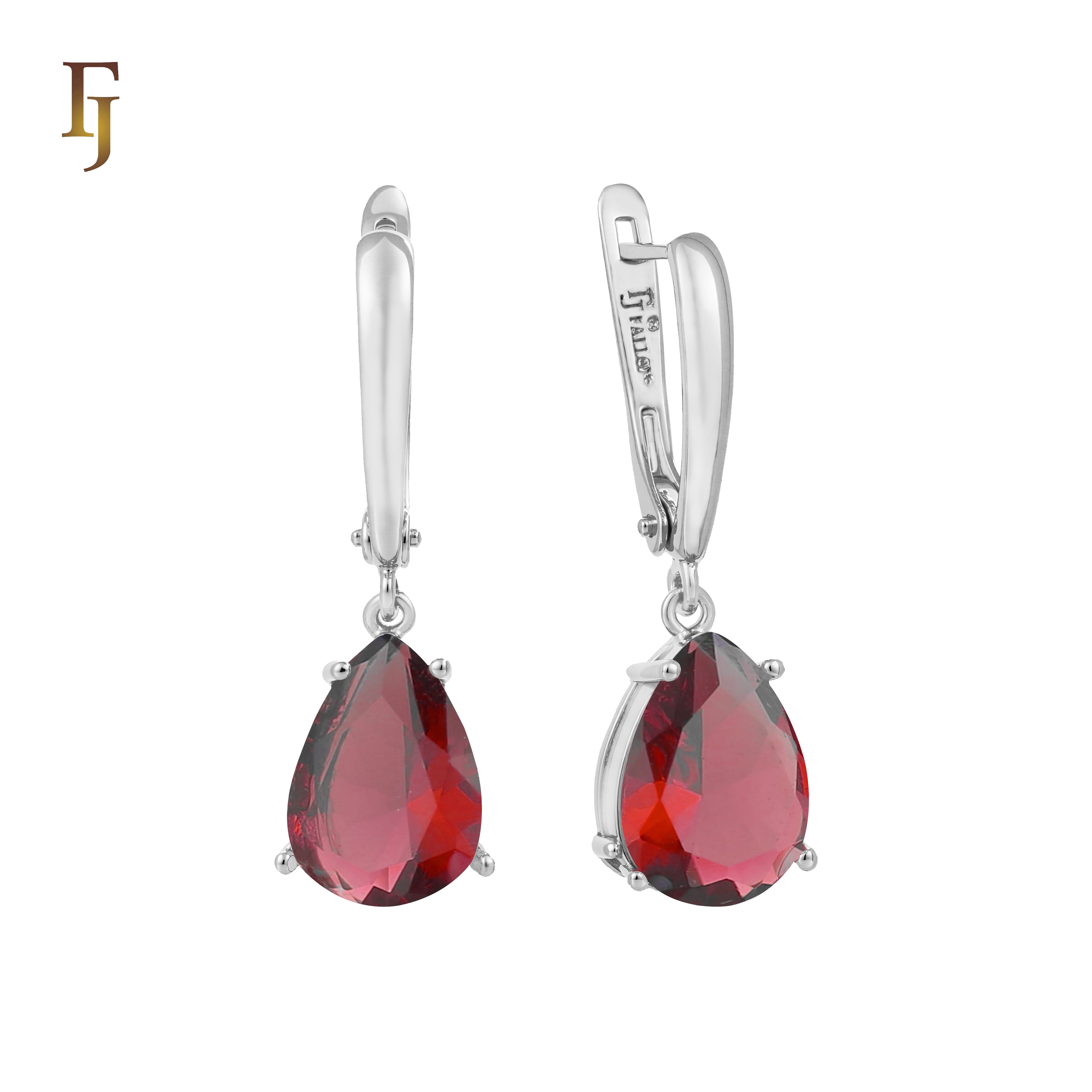 .Aretes de piedra en forma de lágrima en colores chapados en oro de 14 quilates, oro rosa y oro blanco.