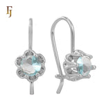 .Aretes solitarios de gancho de alambre con circonitas coloridas chapados en oro de 14 quilates, oro rosa