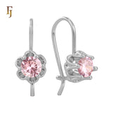 .Aretes solitarios de gancho de alambre con circonitas coloridas chapados en oro de 14 quilates, oro rosa