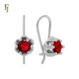 .Aretes solitarios de gancho de alambre con circonitas coloridas chapados en oro de 14 quilates, oro rosa