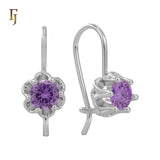 .Aretes solitarios de gancho de alambre con circonitas coloridas chapados en oro de 14 quilates, oro rosa