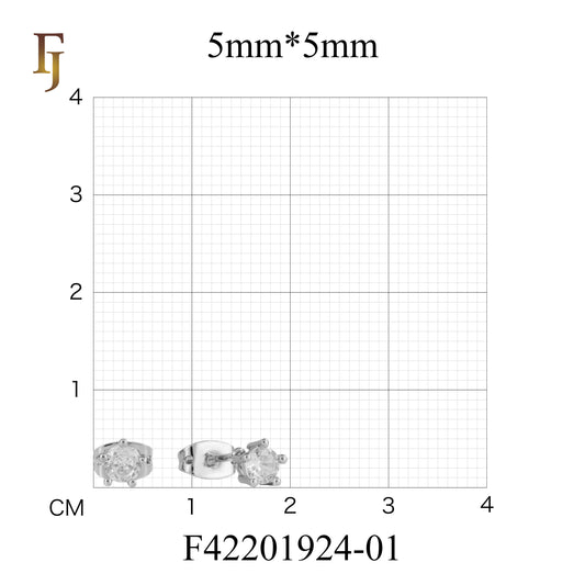 爪付きソリティア CZ [2mm - 6mm] ホワイトゴールド、ローズゴールド スタッド ピアス