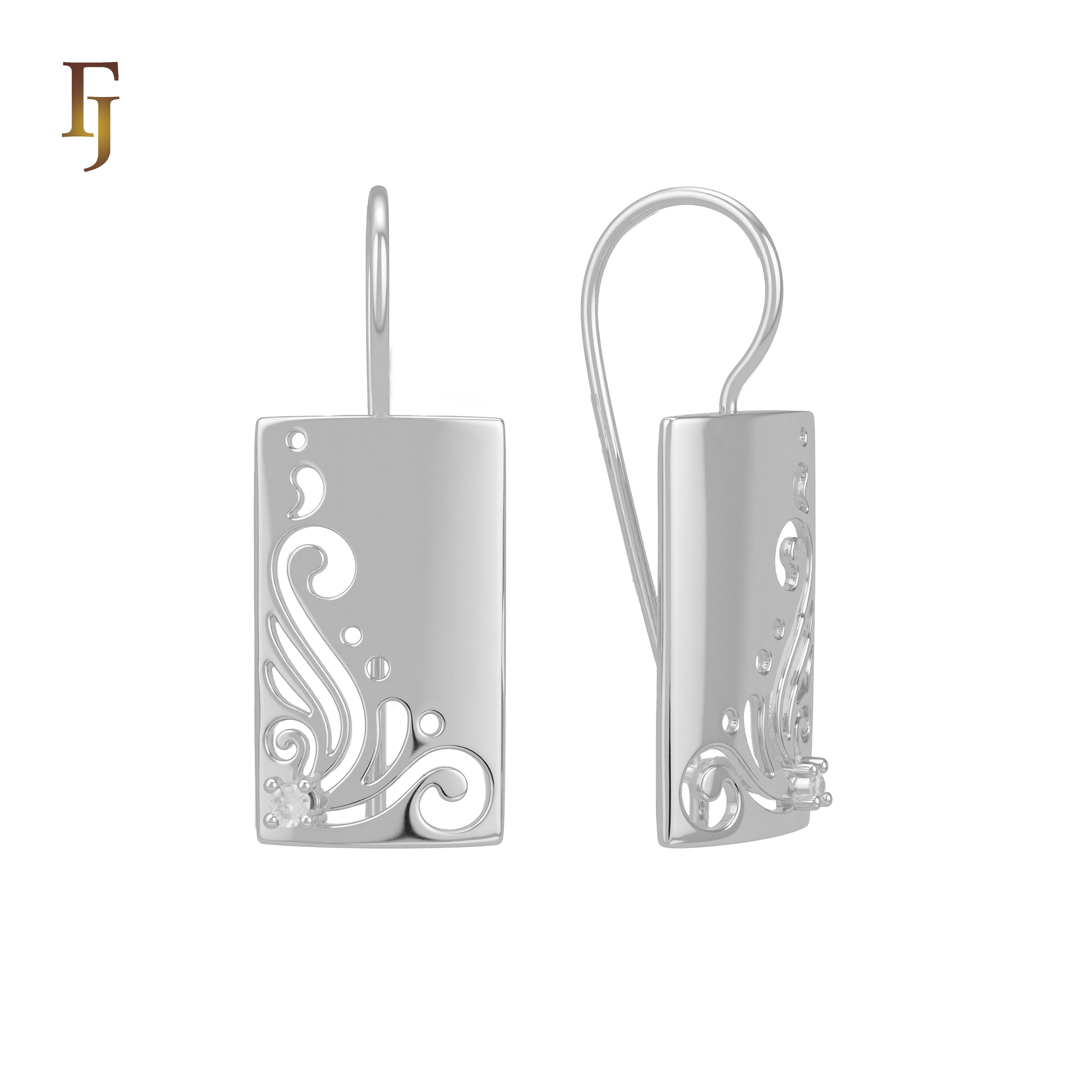 Pendientes gancho alambre mariposa ondas rectangulares en Oro de 14K, colores baño de Oro Rosa