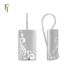 Pendientes gancho alambre mariposa ondas rectangulares en Oro de 14K, colores baño de Oro Rosa