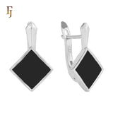 Серьги из розового золота 14 карат с черным ромбом