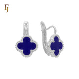 🔥 Rose Gold Russian Lock Earrings – Colorful Clover Enamel with Beaded Frame | Classic Non-Tarnish Jewelry by FJ