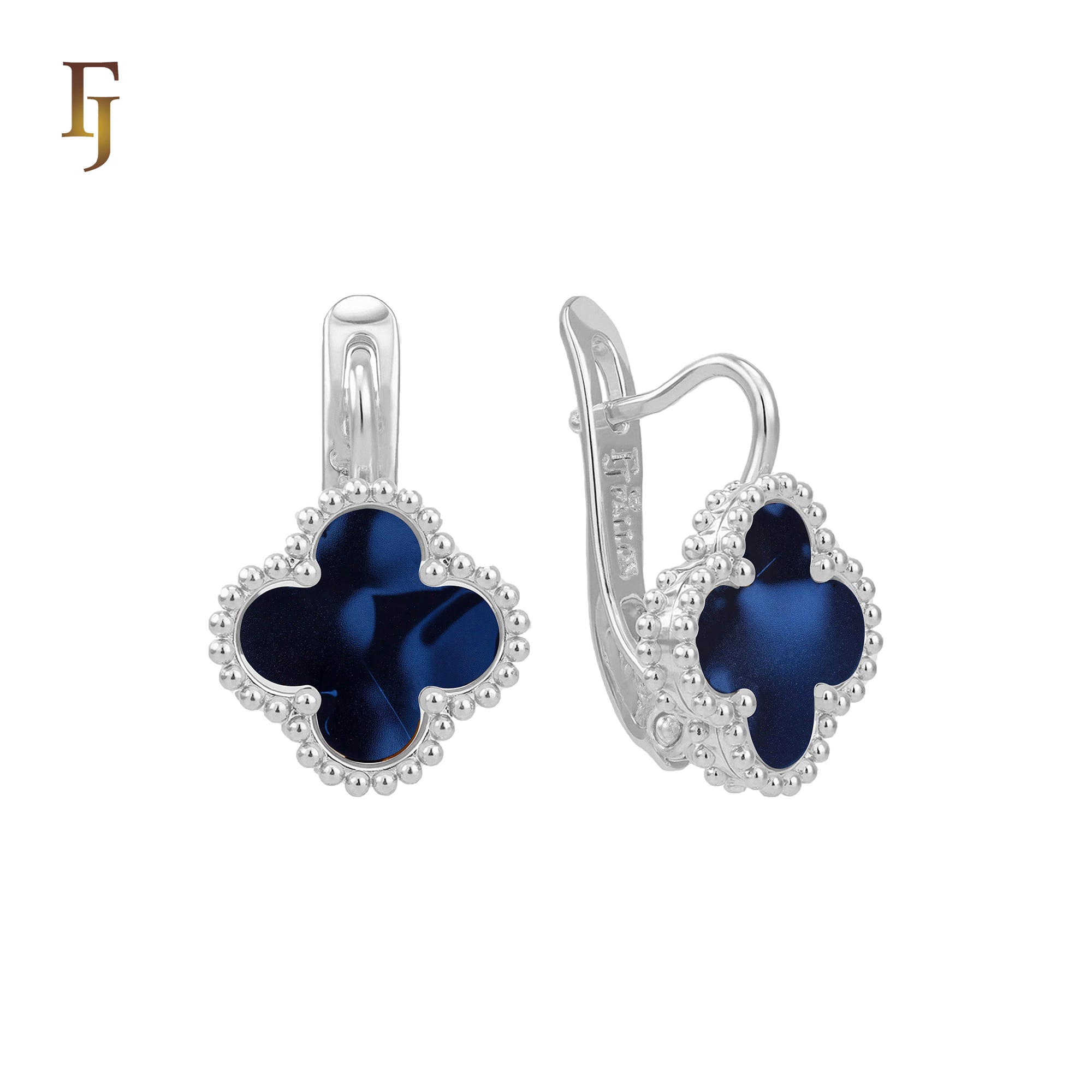 🔥 Rose Gold Russian Lock Earrings – Colorful Clover Enamel with Beaded Frame | Classic Non-Tarnish Jewelry by FJ