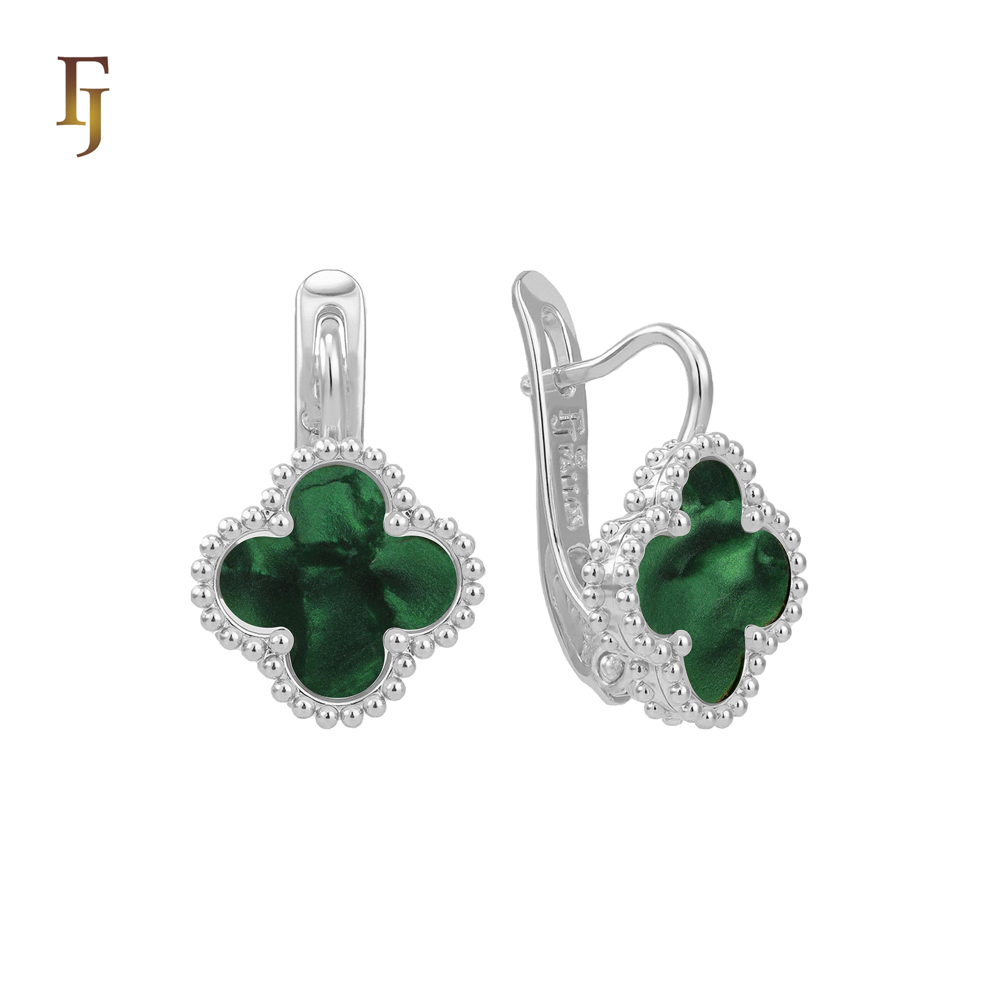 🔥 Rose Gold Russian Lock Earrings – Colorful Clover Enamel with Beaded Frame | Classic Non-Tarnish Jewelry by FJ