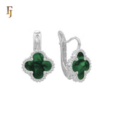 🔥 Rose Gold Russian Lock Earrings – Colorful Clover Enamel with Beaded Frame | Classic Non-Tarnish Jewelry by FJ
