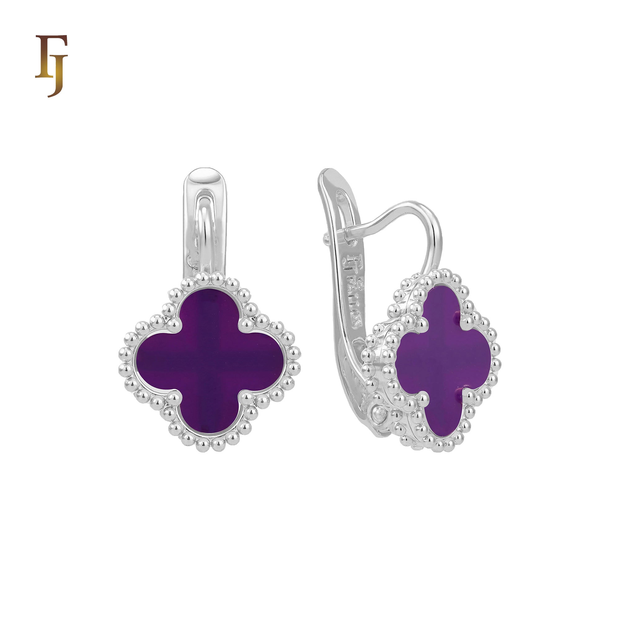 🔥 Rose Gold Russian Lock Earrings – Colorful Clover Enamel with Beaded Frame | Classic Non-Tarnish Jewelry by FJ