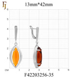 .Aretes marquesa con piedra naranja grande, baño en Oro 14K, Oro Rosa