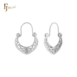 Pendientes de aro con forma de cesta de filigrana en oro de 14 quilates, oro rosa y oro blanco.