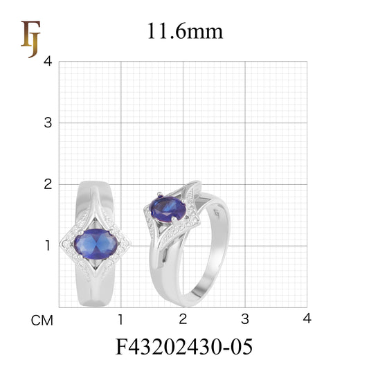 Anillos de oro rosa con dos tonos de piedra azul solitario