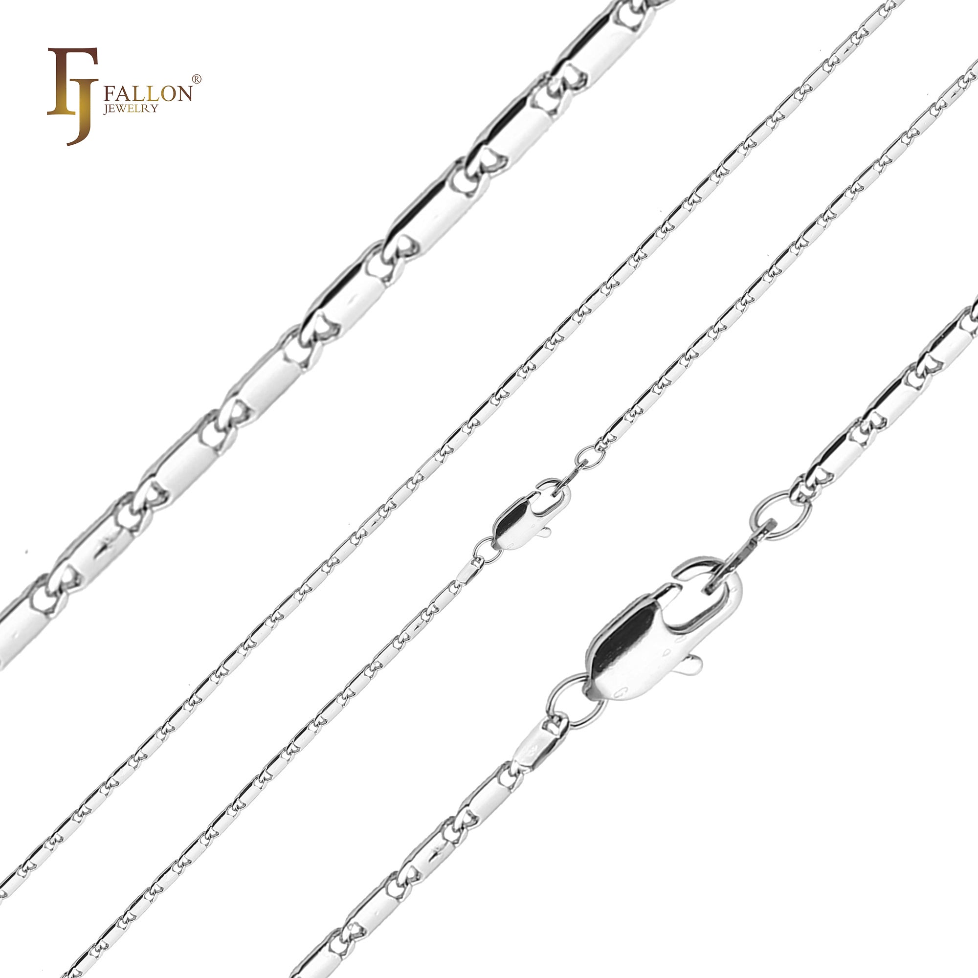 Glossy Solid snail link chains plated in 14K Gold, Rose Gold, two tone, 18K Gold, White Gold