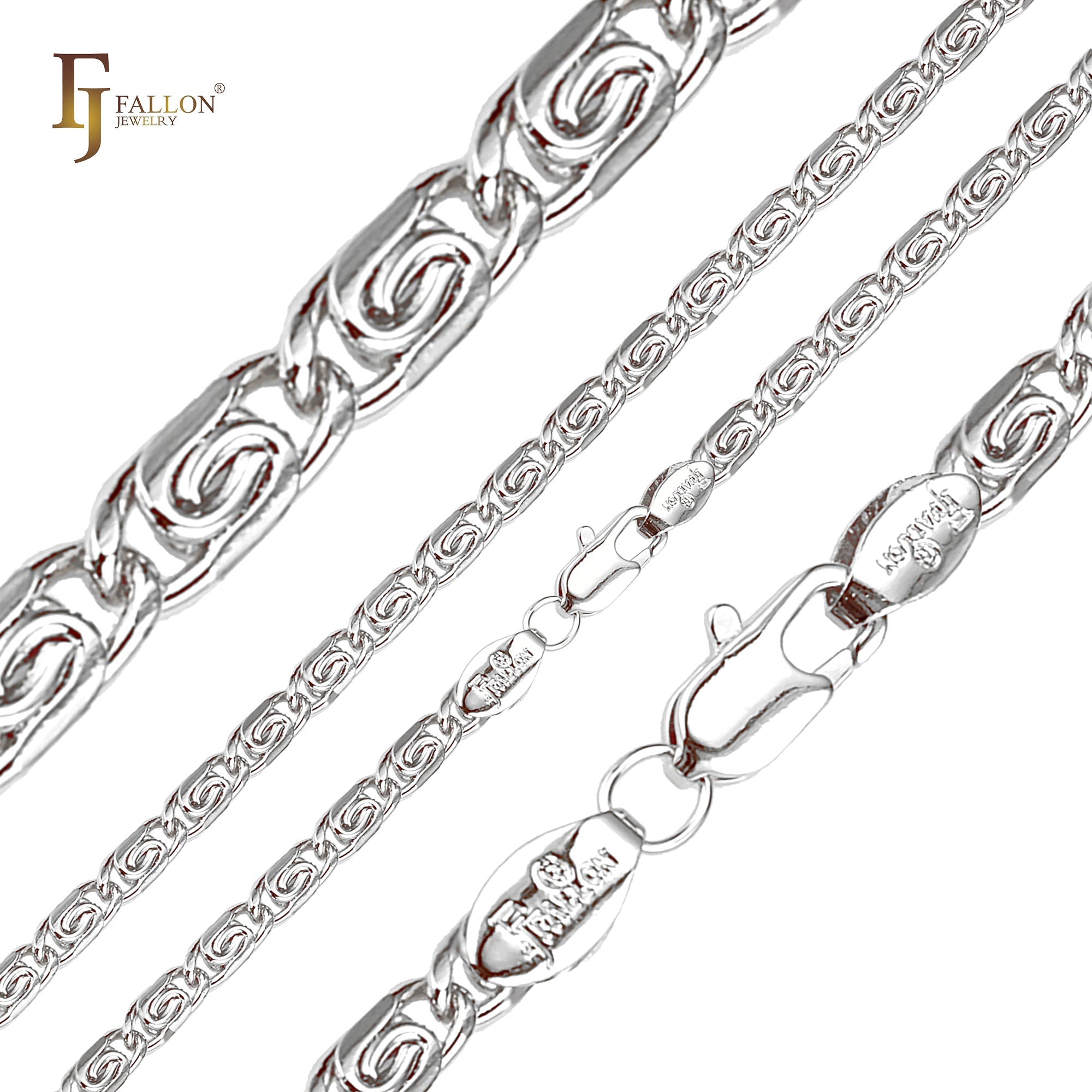 Classic Snail link chains plated in 14K Gold, Rose Gold [Flatten Flank]