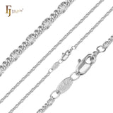 Cadenas martilladas con forma de rayos de sol y eslabones brillantes estilo Figaro chapadas en oro de 14 quilates y oro rosa de dos tonos