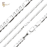 Cadenas de eslabones mixtos Figaro & Mirror de oro de 14 quilates y oro blanco