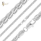 Classic Spiga wheat chains plated in White Gold, 14K Gold, Rose Gold, two tone