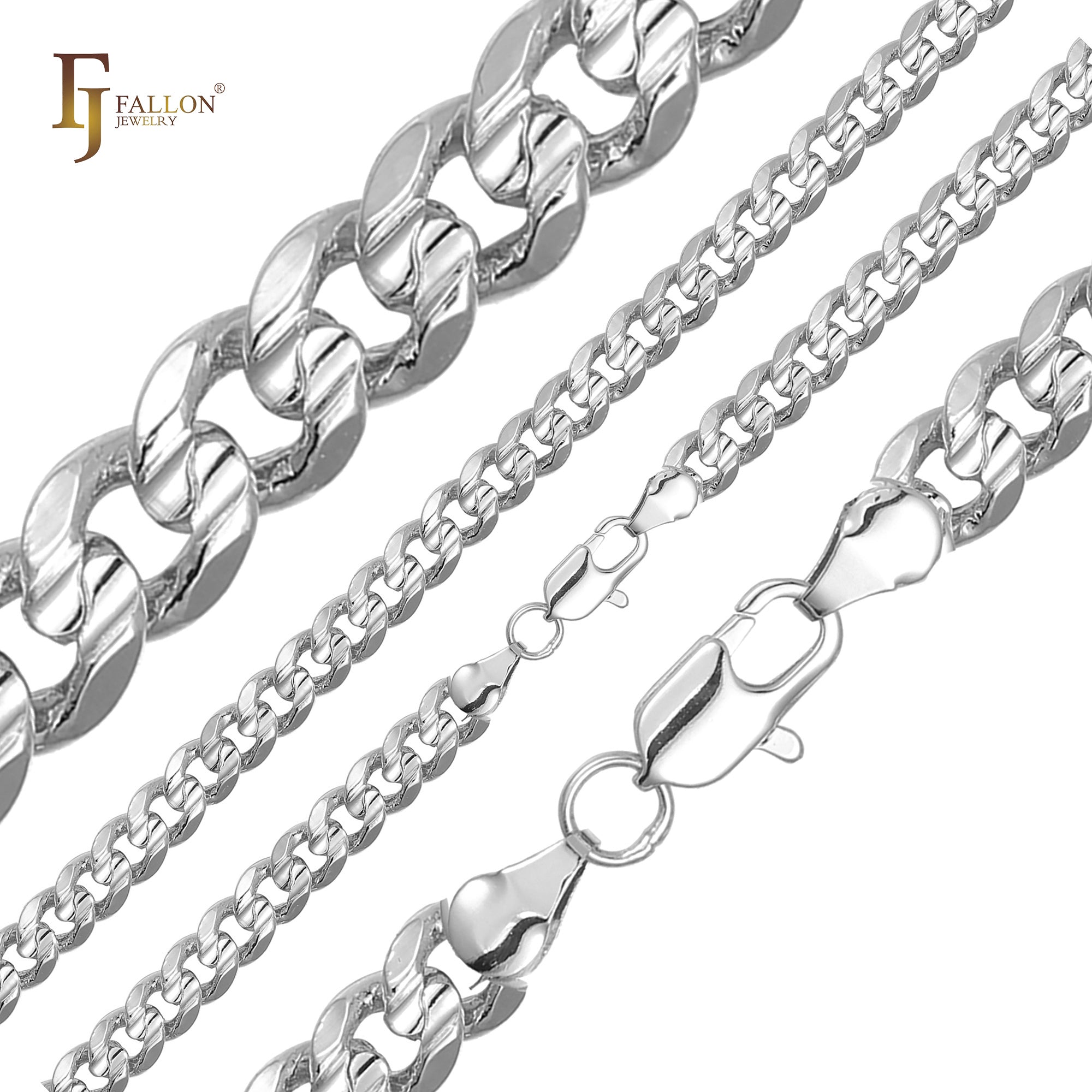 Classic Miami Style Cuban link center double grooved chains plated in 14K Gold, Rose Gold, two tone